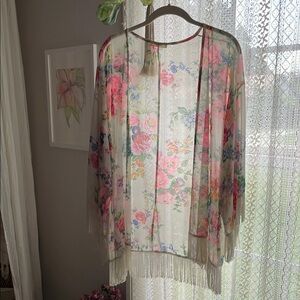 Floral Fringe Kimono